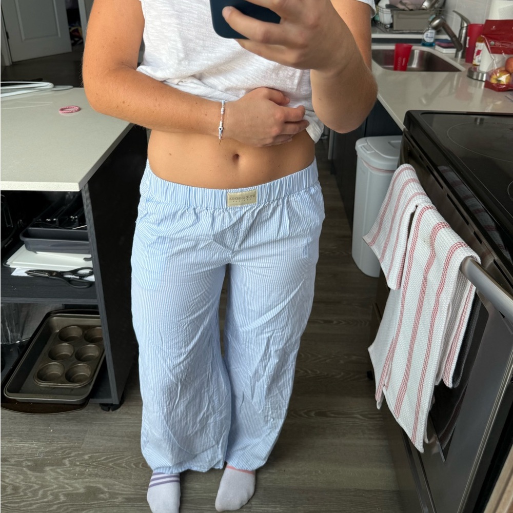 Blue striped pants